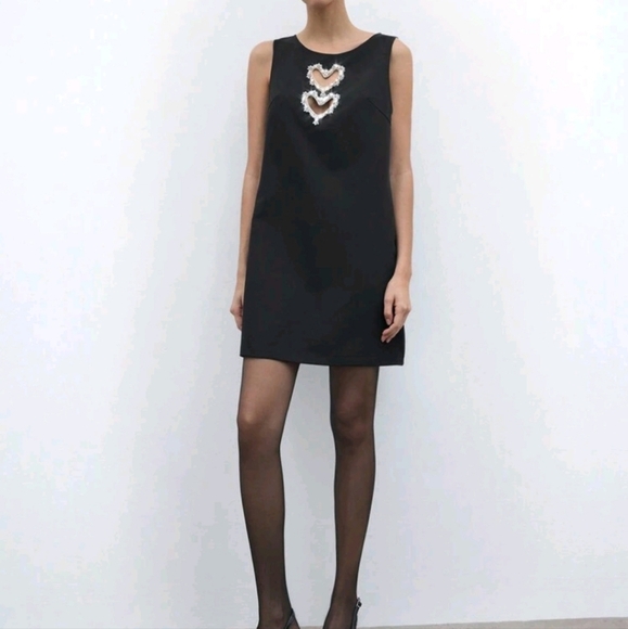 Dresses & Skirts - Black Old Currency Rhinestone Heart A-Line Sleeveless Women Dress Urban Chic